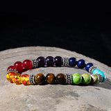 All Natural Stone Beads 7 Chakra Bracelet/18 cm Tiger eyes stones - Spicie's Boutique