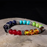 All Natural Stone Beads 7 Chakra Bracelet/18 cm Tiger eyes stones - Spicie's Boutique