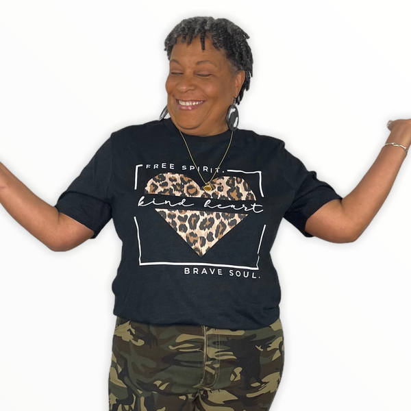 Leopard "Kind Heart" Graphic Tee - Spicie's Boutique