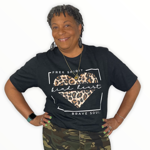 Leopard "Kind Heart" Graphic Tee - Spicie's Boutique