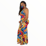 Colorful  Maxi Dress w/Mask - Spicie's Boutique