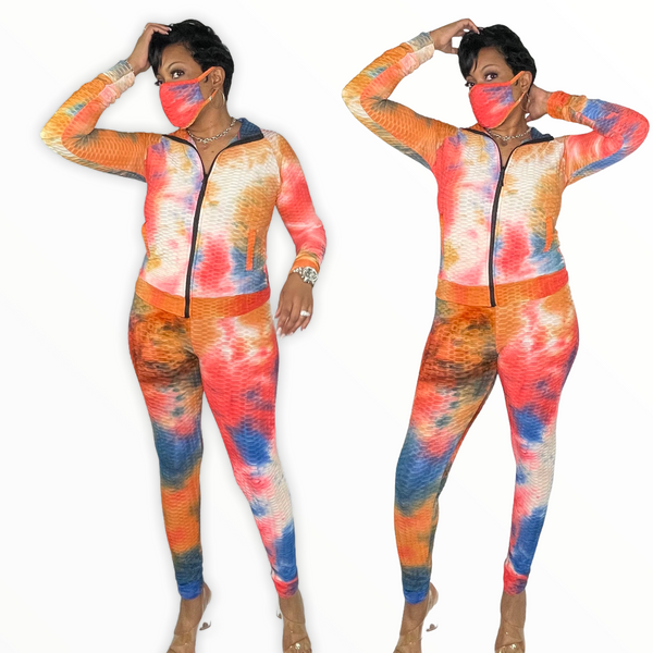 Tie-dye Active Set w/Mask - Spicie's Boutique