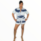 Tie-Dye Denim Romper - Spicie's Boutique