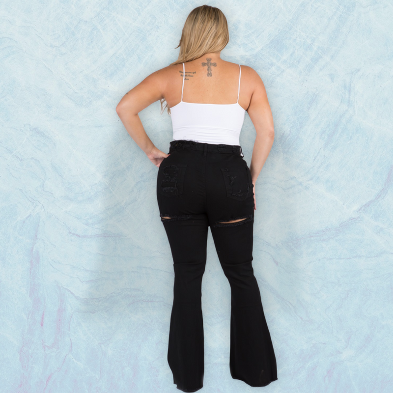 Distressed Black Jeans - Spicie's Boutique