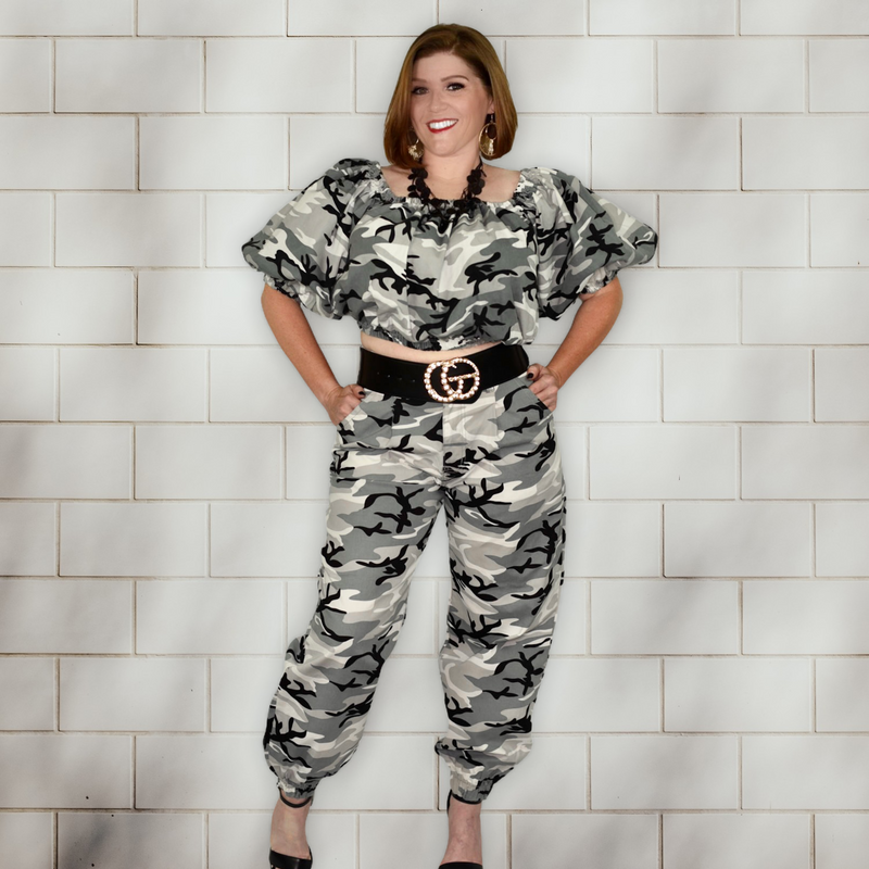 Grey Camo Pants - Spicie's Boutique