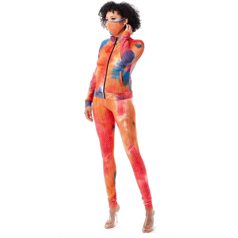 Tie-dye Active Set w/Mask - Spicie's Boutique