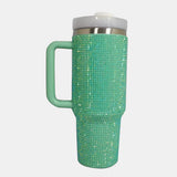 Rhinestone Stainless Steel Tumbler with Straw - Spicie's Boutique