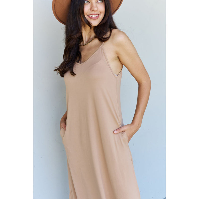 Good Energy Cami Side Slit Maxi Dress- Camel - Spicie's Boutique