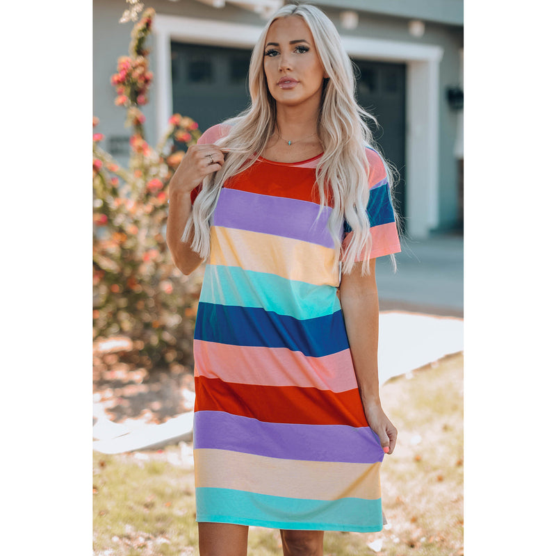 Girls Color Block Side Slit Mini Dress- Mommy & Me
