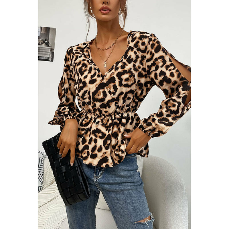 Leopard Puff Sleeve Blouse - Spicie's Boutique