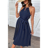 Polka Dot Tie-Waist Sleeveless Midi Dress - Spicie's Boutique