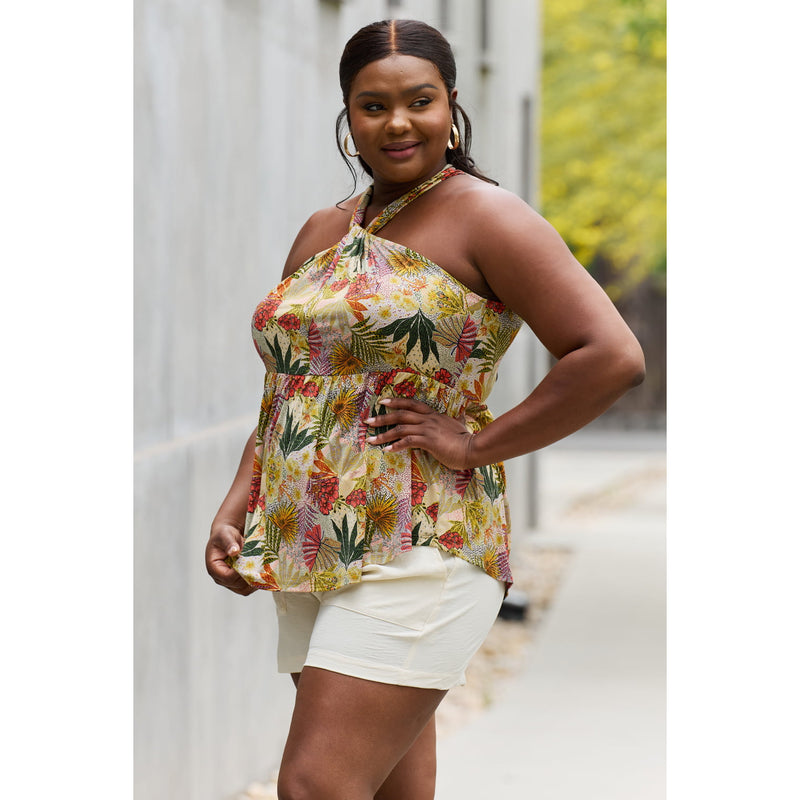 Floral Halter Top in Green - Spicie's Boutique