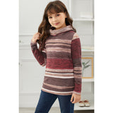 Girls Striped Cowl Neck Top with Pockets