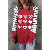 Heart Striped Raglan Sleeve T-Shirt - Spicie's Boutique