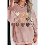 Heart Round Neck Dropped Shoulder Sweatshirt - Spicie's Boutique