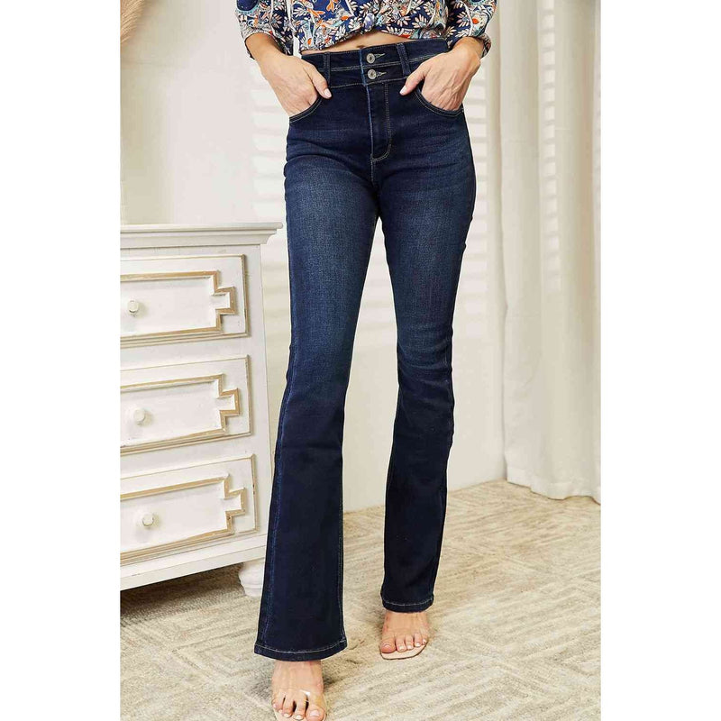 Kancan Full Size High Rise Wide Waistband Bootcut Jeans - Spicie's Boutique