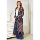 Double Take Multicolored Open Front Fringe Hem Cardigan - Spicie's Boutique