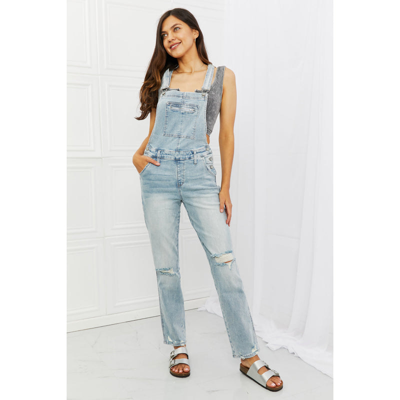Melina Distressed Straight Leg Overalls - Spicie's Boutique