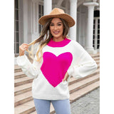 Heart Graphic Round Neck Sweater - Spicie's Boutique