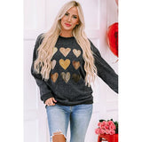 Heart Round Neck Dropped Shoulder Sweatshirt - Spicie's Boutique