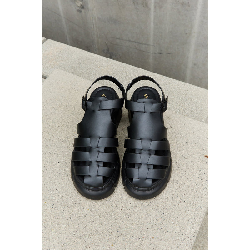 Qupid Platform Cage Stap Sandal in Black - Spicie's Boutique