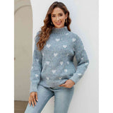 Heart Mock Neck Sweater - Spicie's Boutique