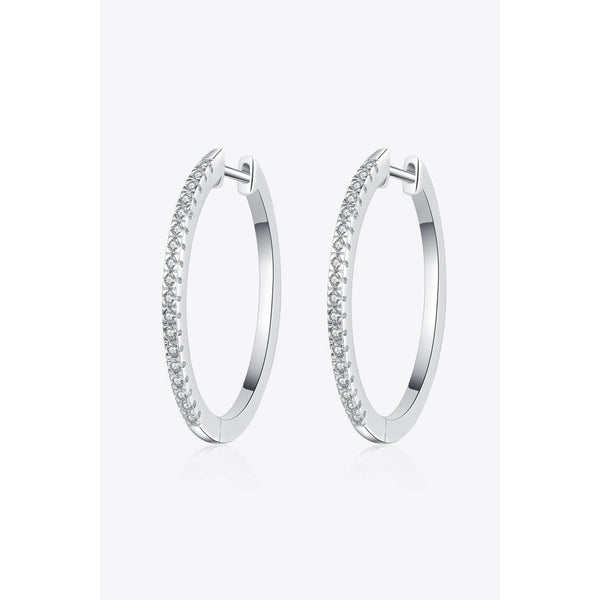 Rhodium-Plated Moissanite Hoop Earrings