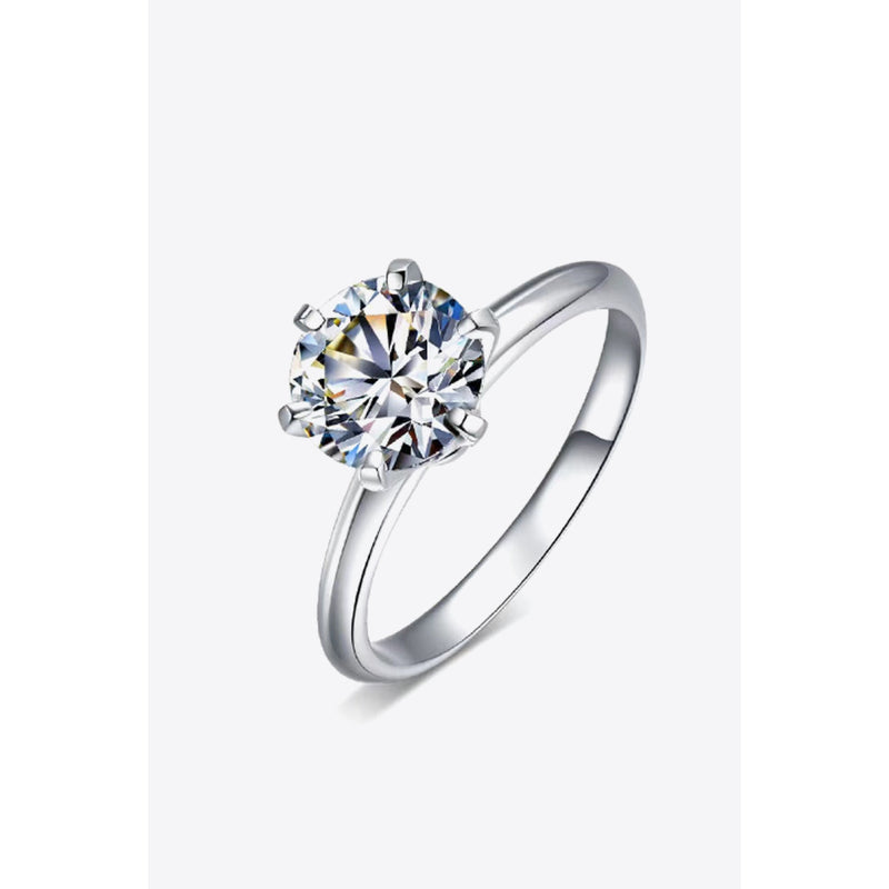 925 Sterling Silver 3 Carat Moissanite 6-Prong Ring