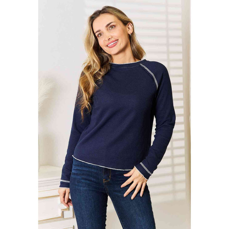 Basic Bae Long Raglan Sleeve Round Neck Top - Spicie's Boutique