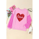 LOVE Heart Sequin Dropped Shoulder Sweatshirt - Spicie's Boutique