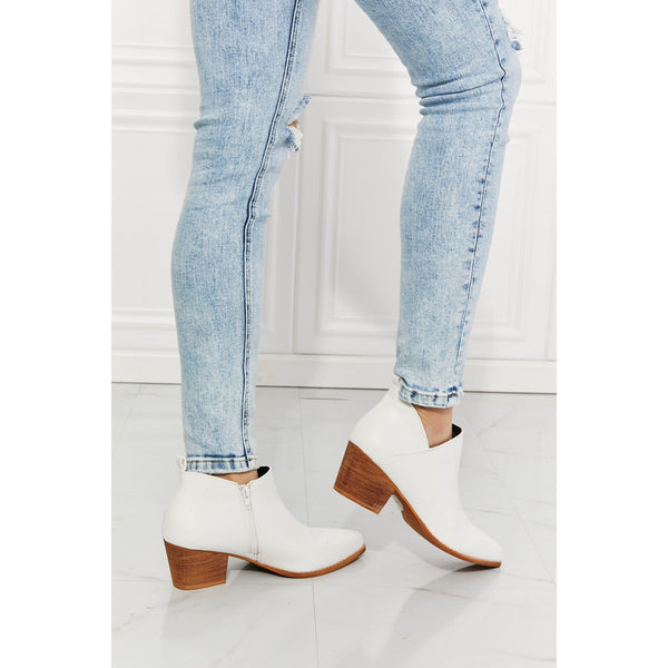 MMShoes Trust Yourself Embroidered Crossover Cowboy Bootie in White - Spicie's Boutique