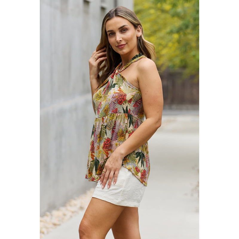 Floral Halter Top in Green - Spicie's Boutique