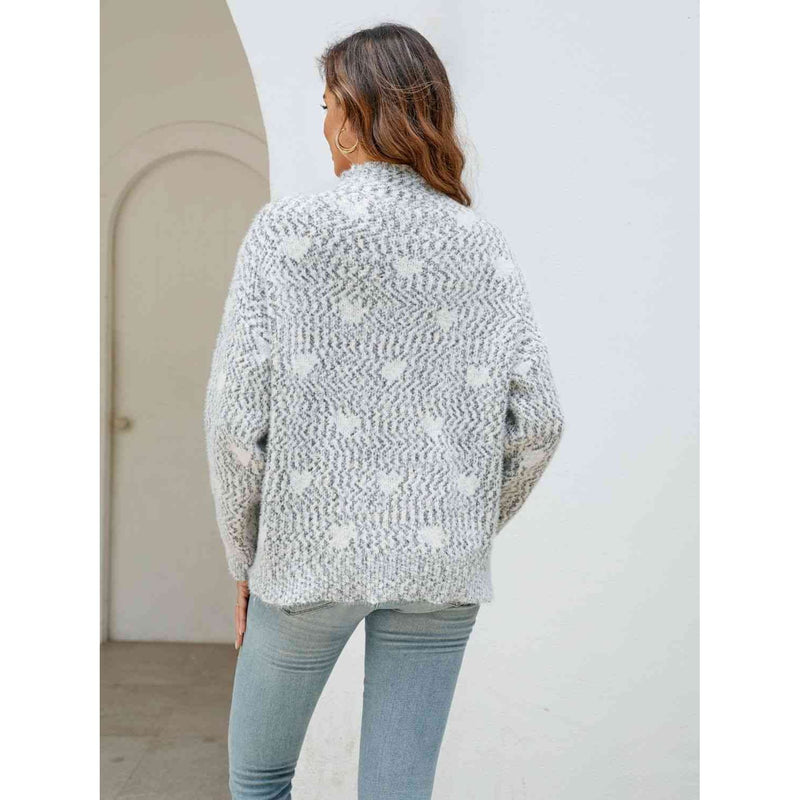 Heart Mock Neck Sweater - Spicie's Boutique