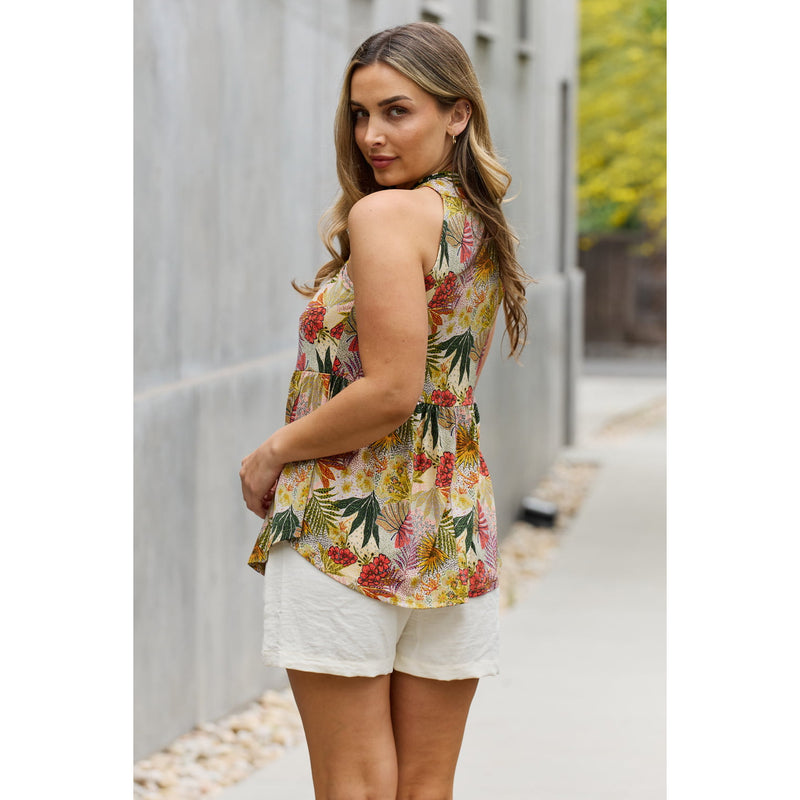Floral Halter Top in Green - Spicie's Boutique