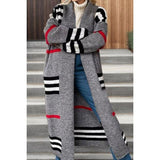 Striped Open Front Long Sleeve Longline Sweater Cardigan - Spicie's Boutique