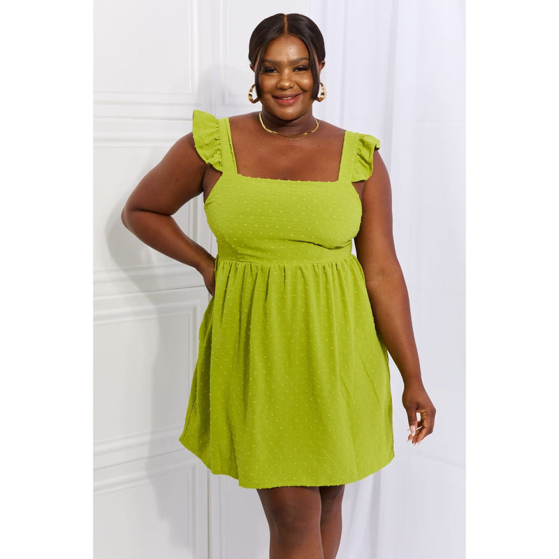 Sunny Days Empire Line Ruffle Sleeve Dress- Lime - Spicie's Boutique