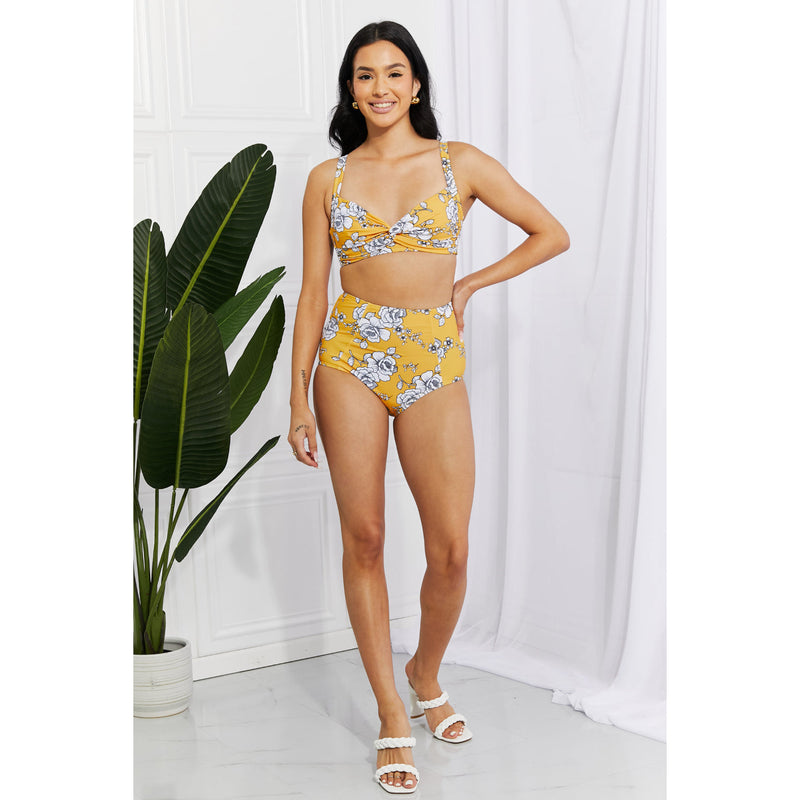 Marina West Swim Take A Dip Twist High-Rise Bikini in Mustard - Spicie's Boutique