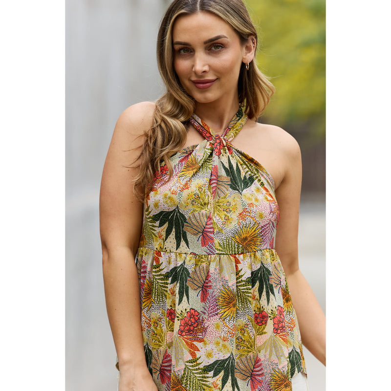 Floral Halter Top in Green - Spicie's Boutique