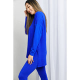 Zenana Ready to Relax Brushed Microfiber Loungewear Set- Bright Blue