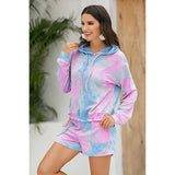 Tie-Dye Drawstring Hoodie/Shorts Set - Spicie's Boutique