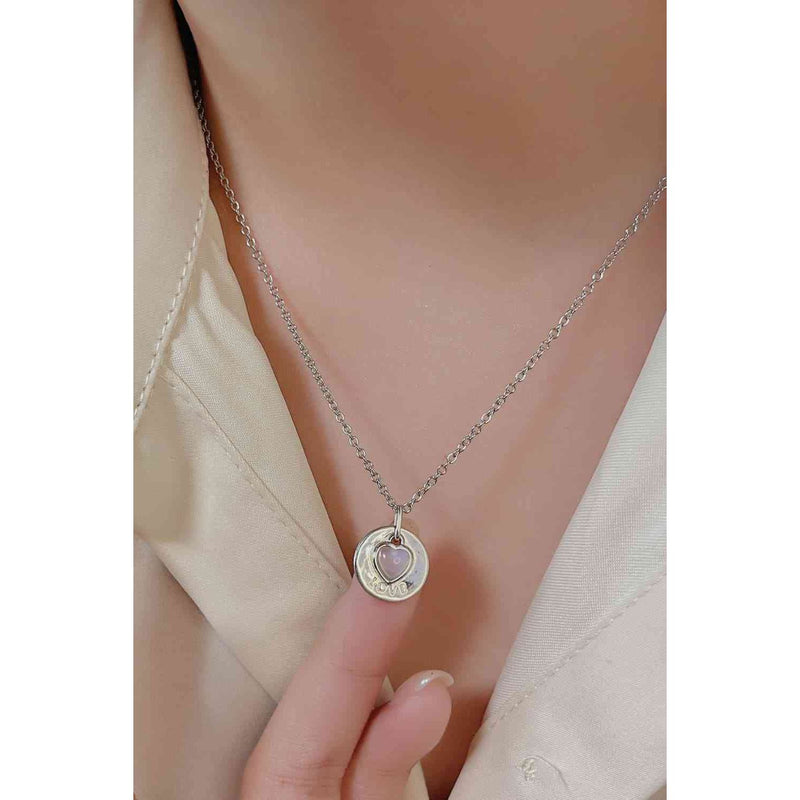 Moonstone LOVE Heart Pendant 925 Sterling Silver Necklace - Spicie's Boutique