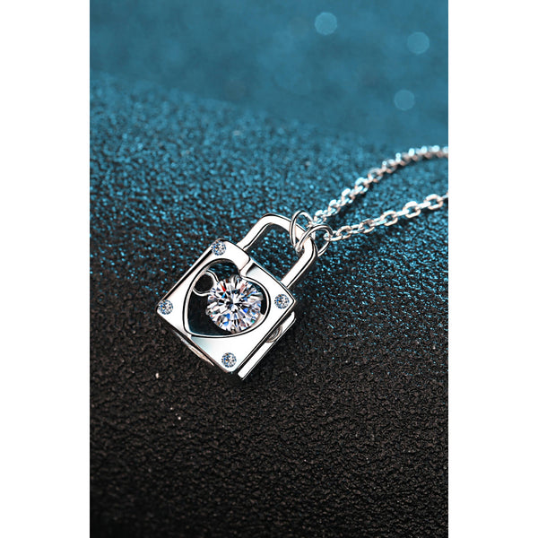 Moissanite Lock Pendant Necklace