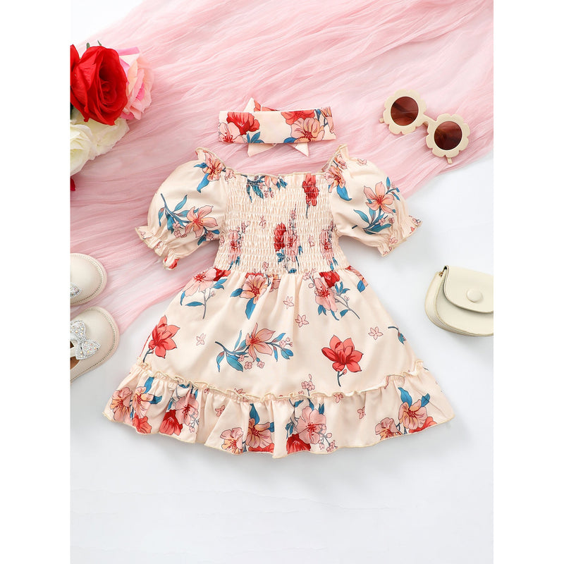 Baby Girl Floral Smocked Frill Trim Dress - Spicie's Boutique