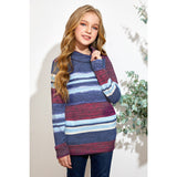 Girls Striped Cowl Neck Top with Pockets