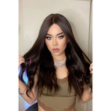 13*2" Lace Front Wigs Synthetic Long Wave 26" Heat Safe 150% Density- Brown - Spicie's Boutique