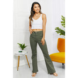 Zenana Clementine Full Size High-Rise Bootcut Jeans in Olive - Spicie's Boutique