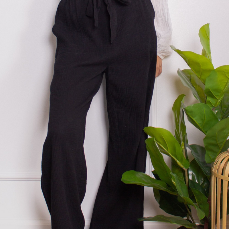 Gauze Waist Tie Pants