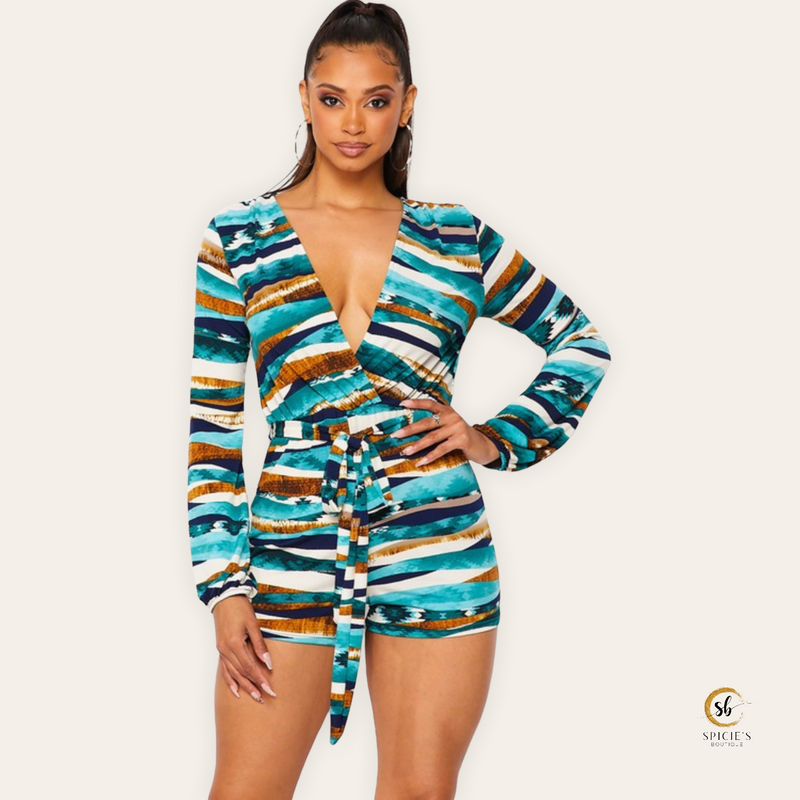 Long Sleeve Romper w/belt - Spicie's Boutique