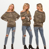 Camo Loose Fit Sweater - Spicie's Boutique
