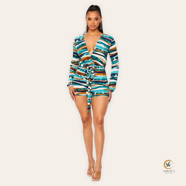 Long Sleeve Romper w/belt - Spicie's Boutique
